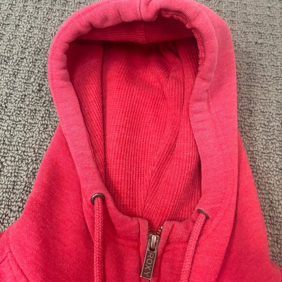 Roxy Zip Up Hoodie Medium Cotton Blend Waffle Knit Sweatshirt Pockets Casual Y2K - Picture 11 of 16